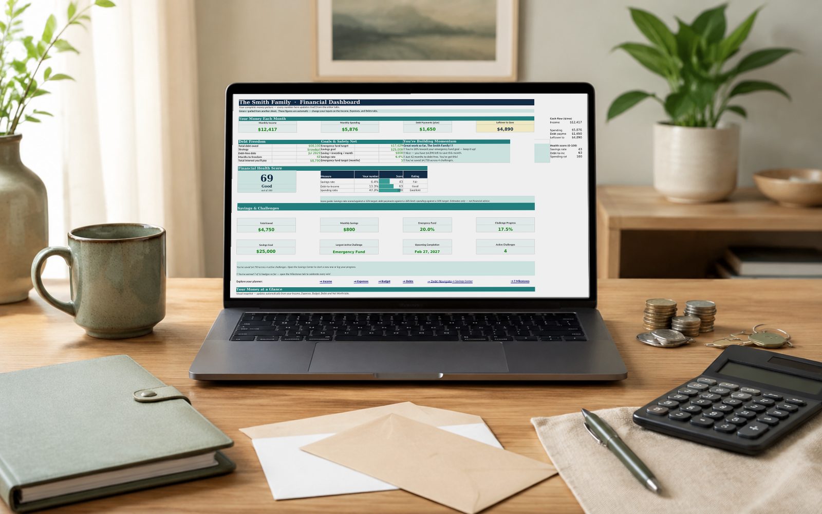 Budget & Debt Navigator shown on a laptop