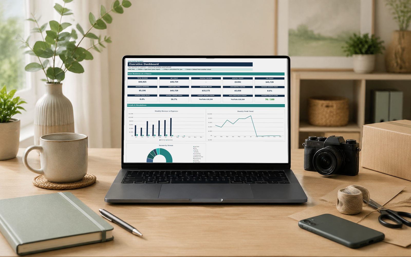 Side Hustle Navigator shown on a laptop