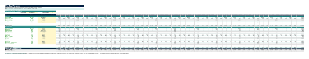 The Payday Planner sheet from Budget & Debt Navigator