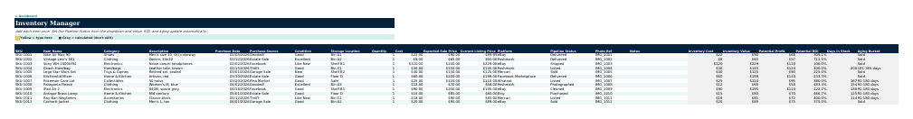 The Inventory sheet from Reseller Navigator